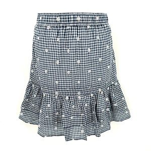 MADEWELL Gingham Skirt Blue Check Polka Dot Mini S Womens Embroidered EUC